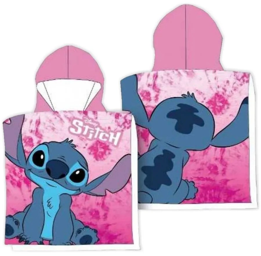 Dievčenská osuška s kapucňou - plážové pončo Lilo & Stitch - 55 x 110 cm