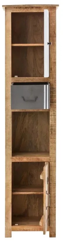 furniture-nabytek.cz - Masivní koupelnová vysoká skříňka Pune z mangového dřeva, lakovaná, vícebarevná – 43×35×180 cm