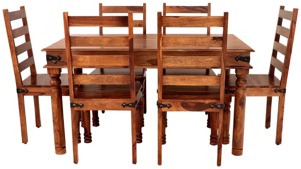 furniture-nabytek.cz - Jedálenský set pre 6 osôb Jali z indického masívu palisander
