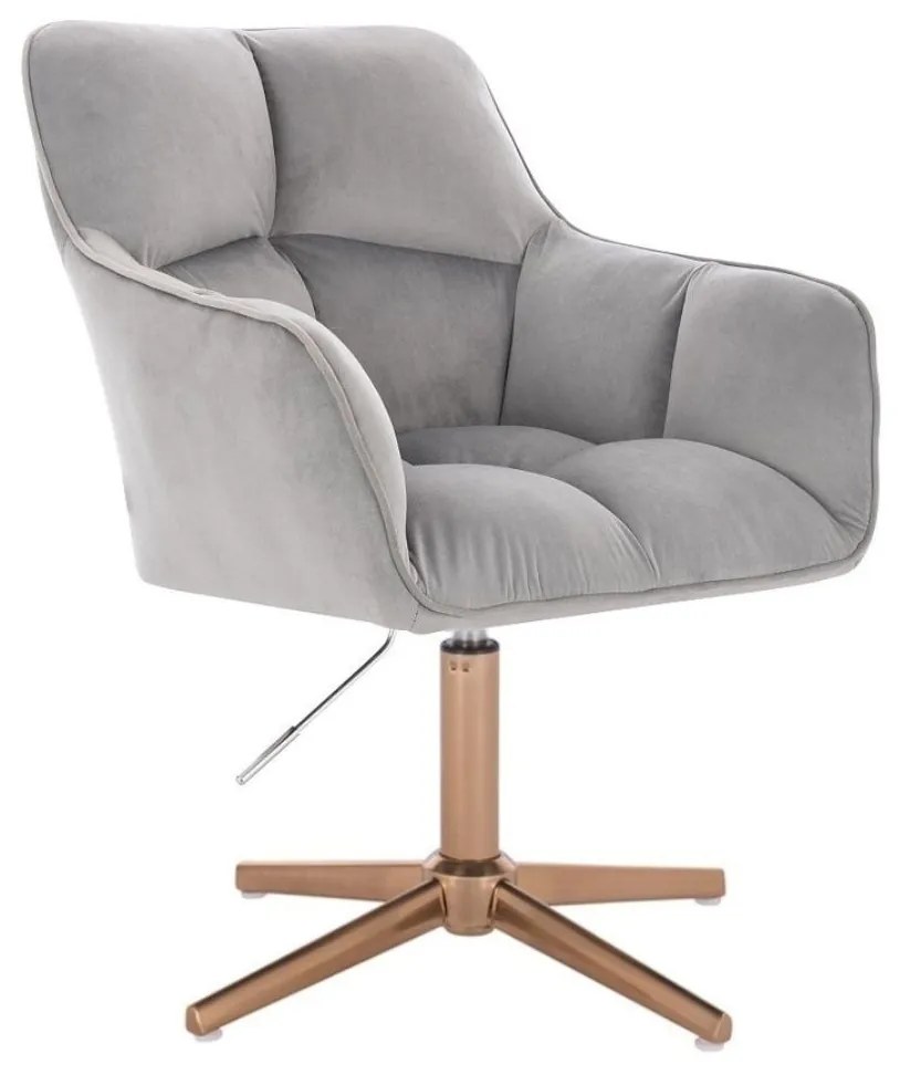 LuxuryForm DESIGN Kreslo AMALFI VELUR na zlatom kríži - svetlosivé