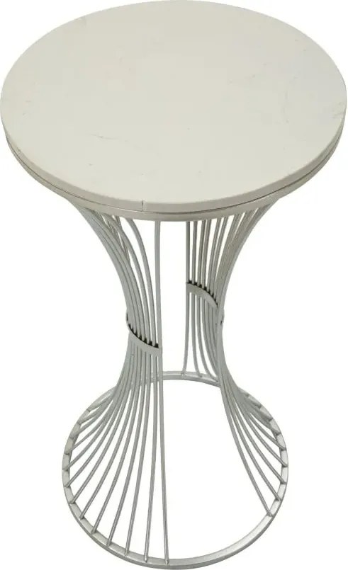 Odkladací stolík Funnel 40 cm strieborný/mramor