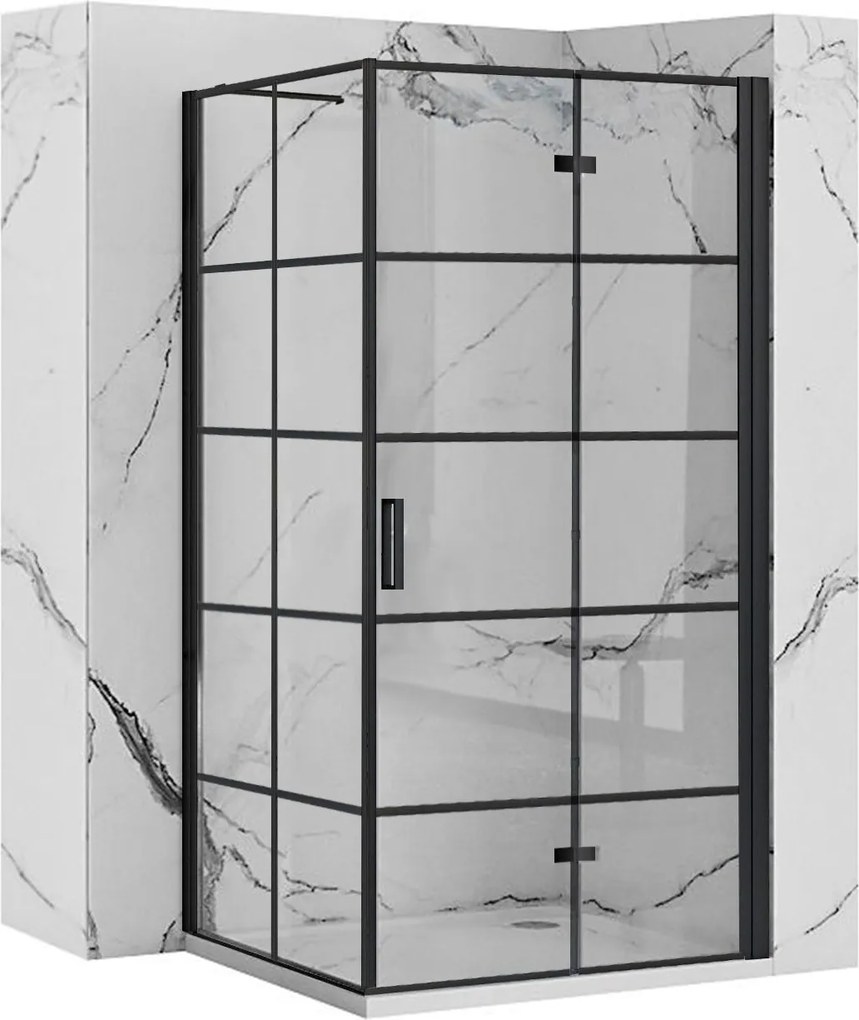 Štvorcový sprchový kút REA MOLIER 80x80 cm, čierny/transparent - bez vaničky