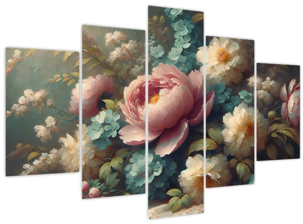 Obraz - Zátišie s kvetmi - maľba (150x105 cm)