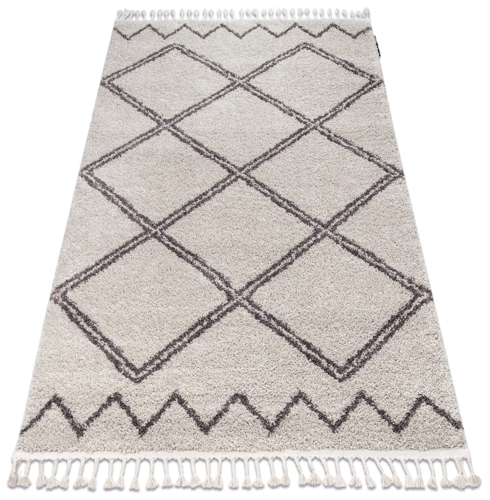 Koberec BERBER ASILA B5970, krémovo - hnedý, strapce, Maroko Shaggy