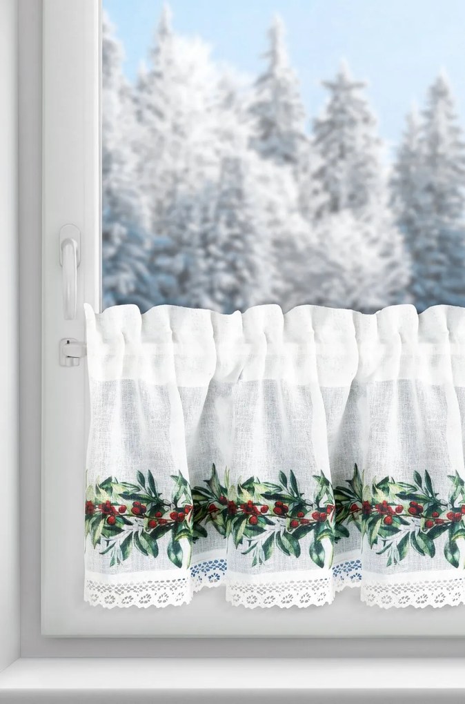 KRÁTKA VIANOČNÁ ZÁCLONA NA PÁSKE XMAS8 150X30 CM VZOROVANÁ