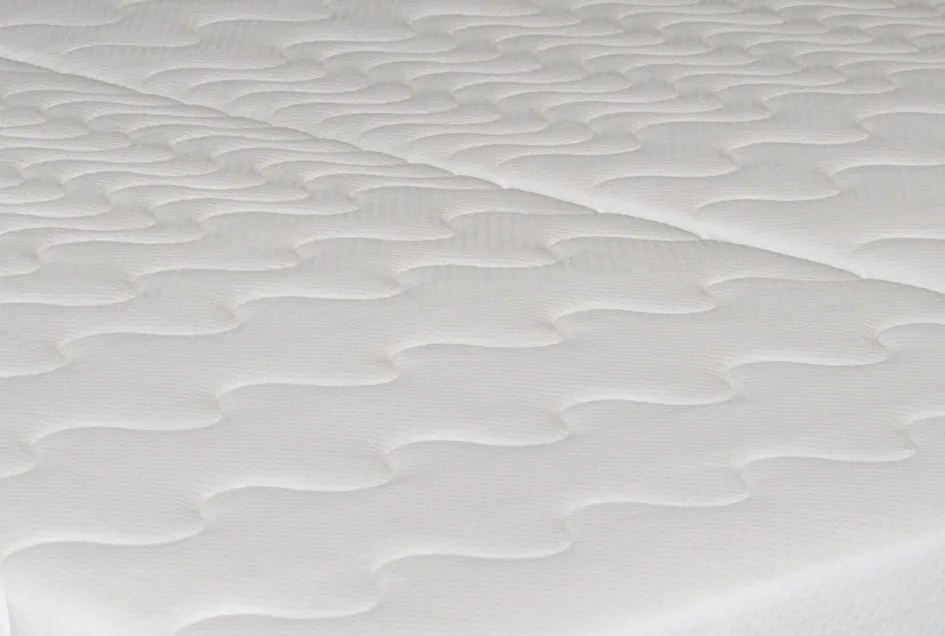 Posteľ Nice 180x200 cm, čierna ekokoža/šedá tkanina, s matracmi