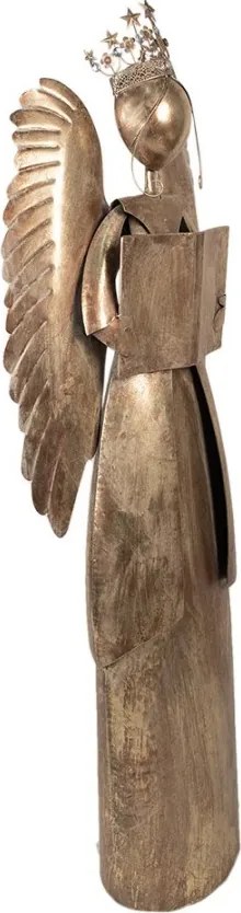 Zlatá antik kovová dekorácia anjel v životnej veľkosti Christmas Angel - 62*25*169 cm