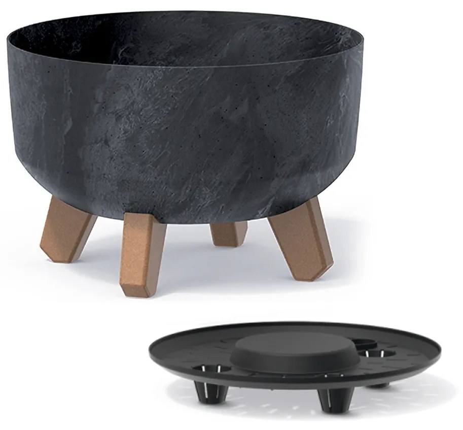 Plastový kvetináč na nožičkách DGRL240LE 23,5 cm - antracit