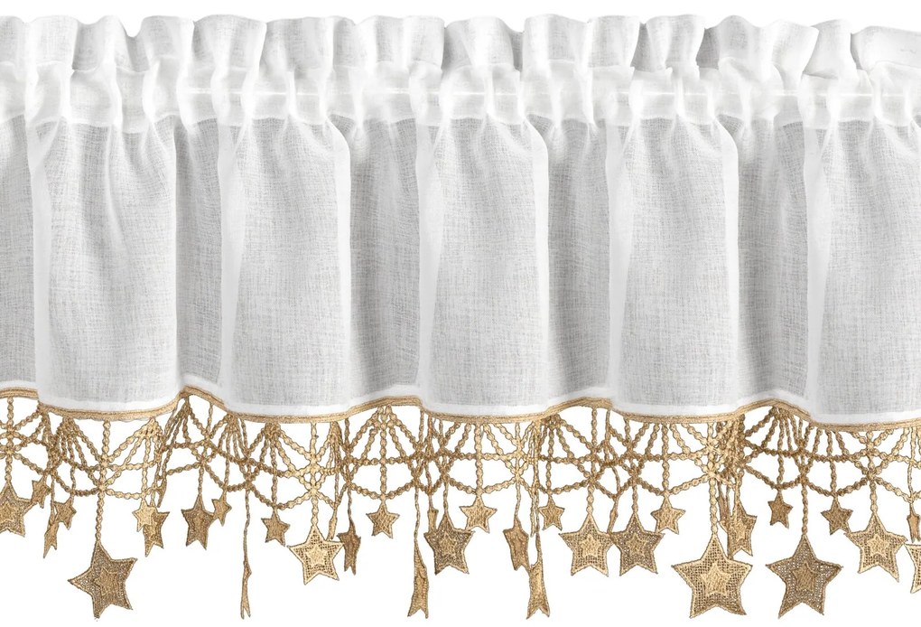 KRÁTKA VIANOČNÁ ZÁCLONA NA PÁSKE XMAS 30X150 CM HVIEZDY