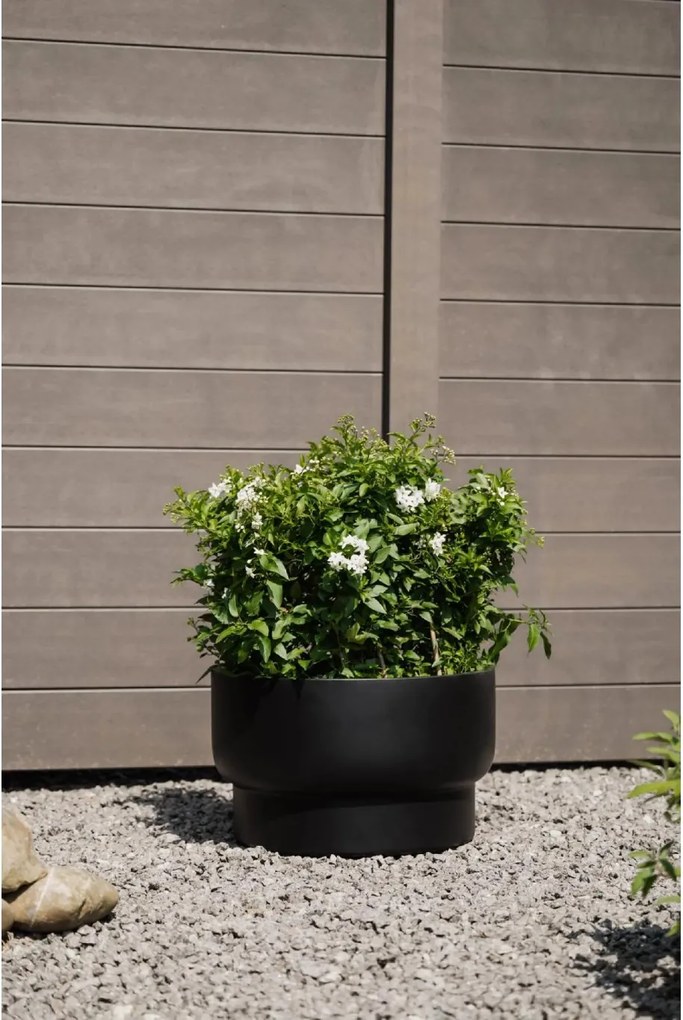 Dizajnový kvetináč LIVELLI, sklolaminát, výška 28 cm, čierny