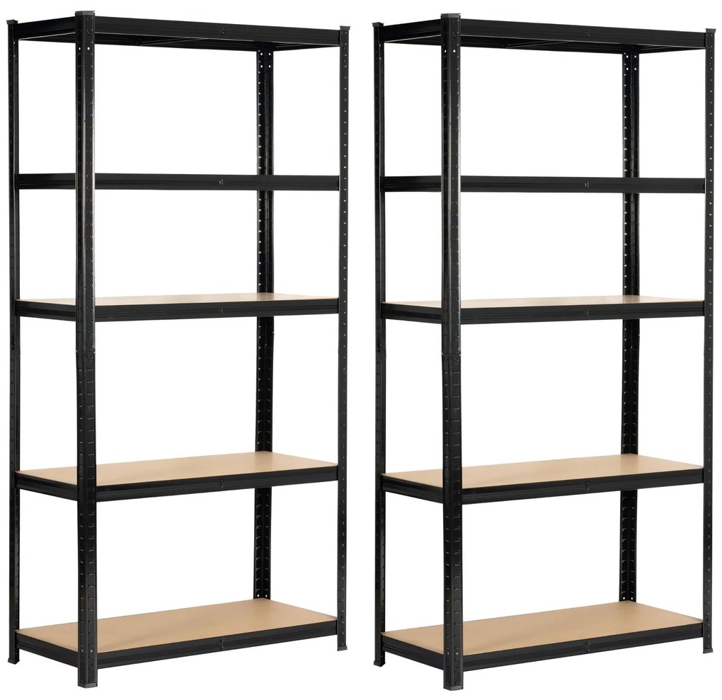 Sada 2 ks kovových regálů REGMET 90x40x180 cm černá