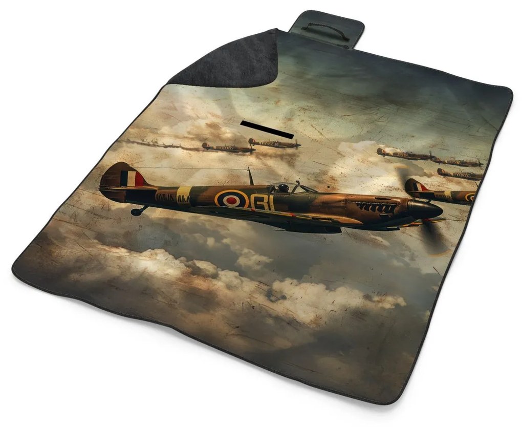 Sablio Plážová deka Stíhačky Spitfire v leteckej bitke: 200x140 cm