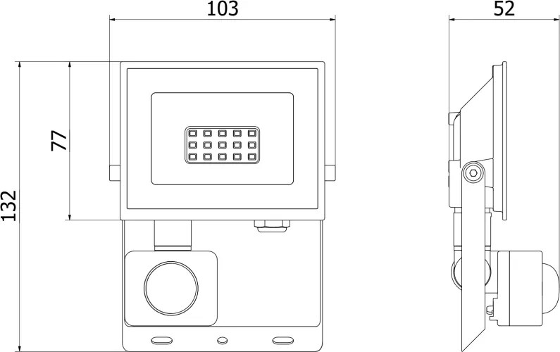 Mexen Luxpro LED reflektor s pohybovým senzorom, 10W, studená - 6500K, 900 lm, čierna - L235-010-65-70