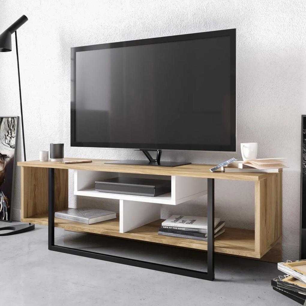 TV stolek ASAL 120 cm dub/bílý/černý