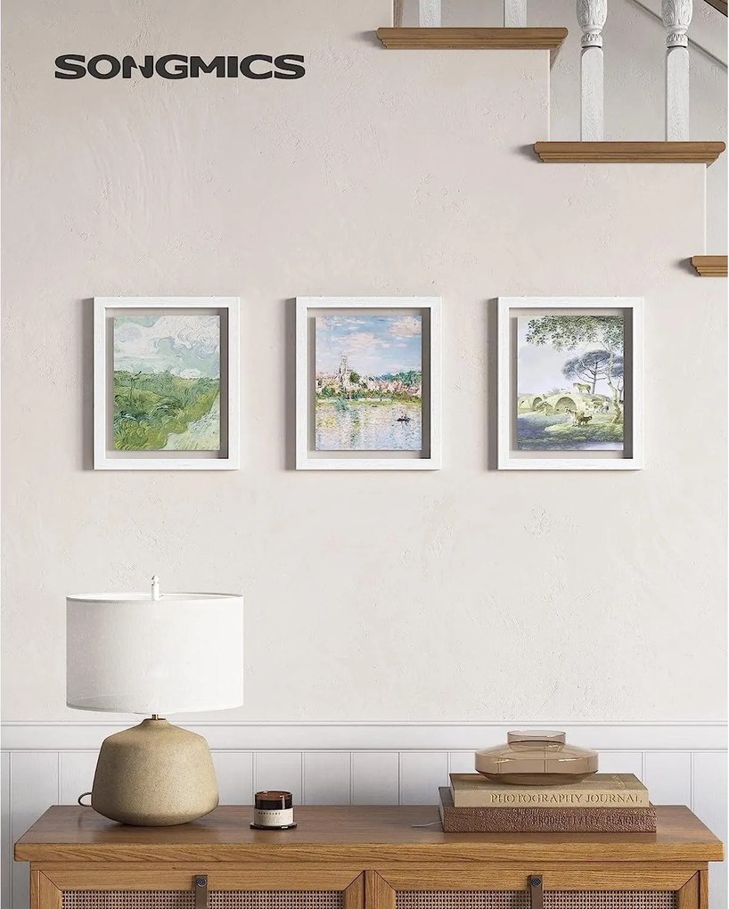 Sada 3 ks plávajúcich fotorámikov, biele