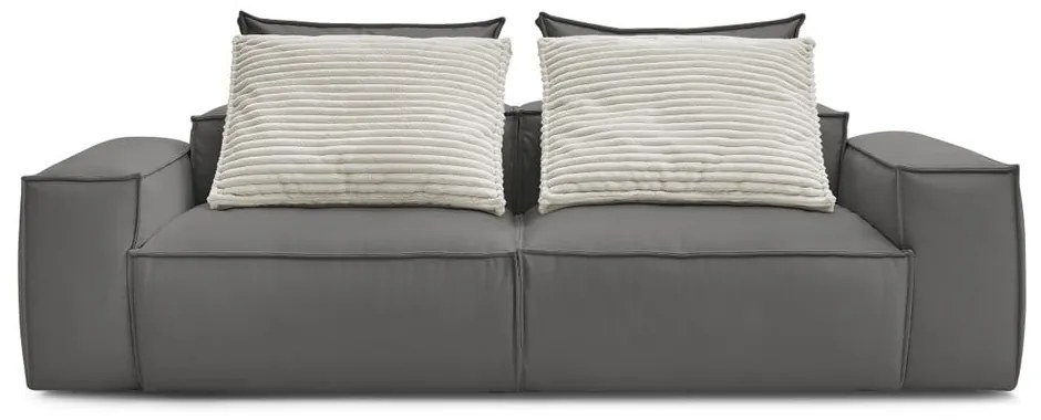 Sivá pohovka z imitácie kože 260 cm Boheme – Bobochic Paris