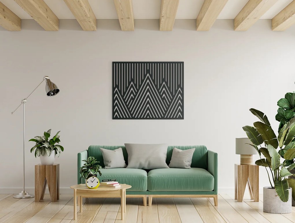 drevko Minimalistický drevený obraz Štíty hôr Rozmer obrazu: 32,5 x 40 cm, Farba dekorácie: Čierna