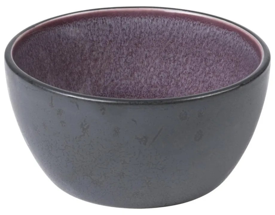 Čierna kameninová miska s vnútornou glazúrou vo fialovej farbe Bitz Mensa, priemer 10 cm