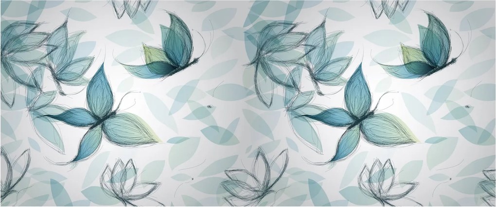 Obraz - Modré motýliky (120x50 cm)