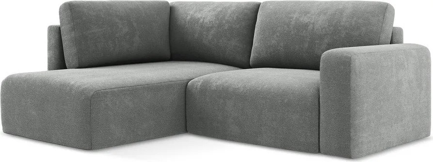 Sivá ženilková rozkladacia/s úložným priestorom rohová pohovka (ľavý roh/do L) Kona – Makamii