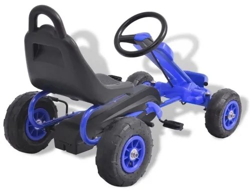 vidaXL Detská šľapacia motokára s pneumatikami, modrá-