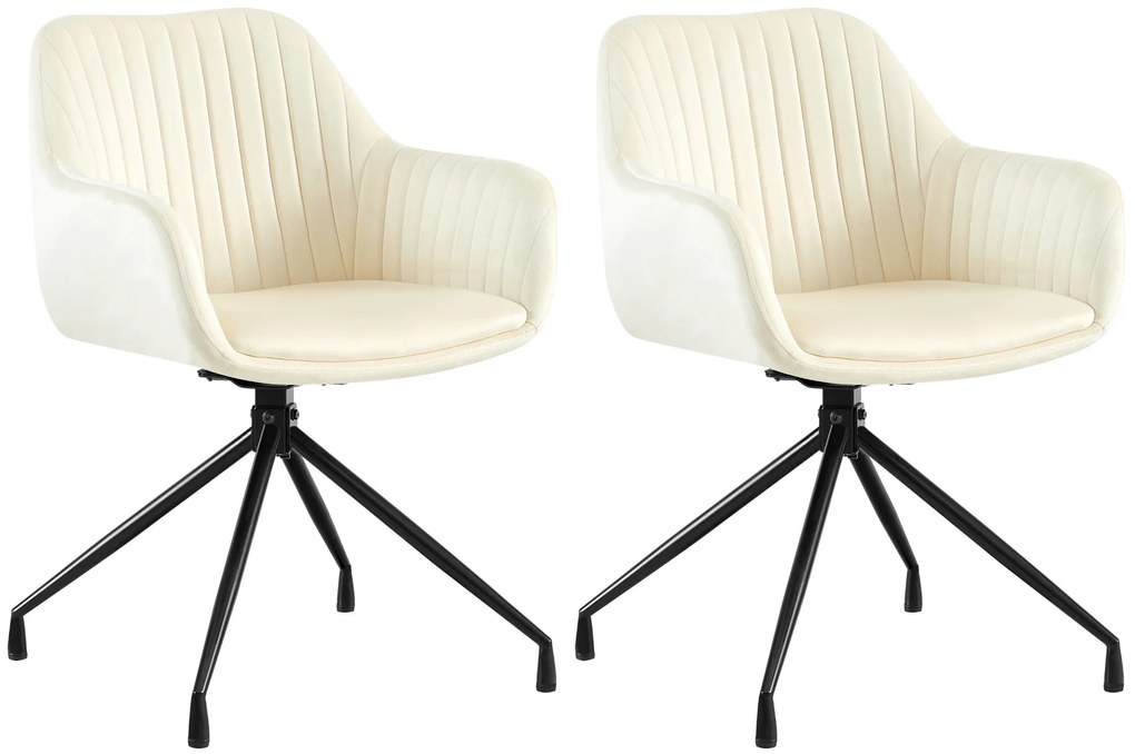 Set 2 jedálenských stoličiek Welby zamat - krémová