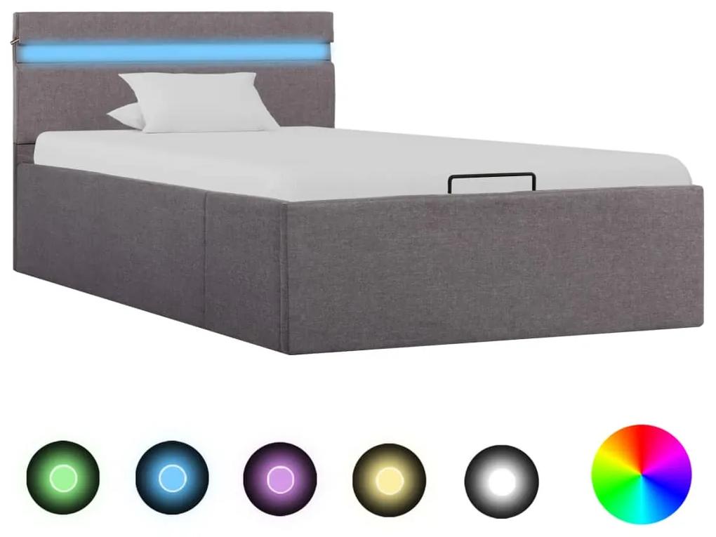 Hydraulický posteľný rám+úložný priestor, LED, látka 90x200 cm