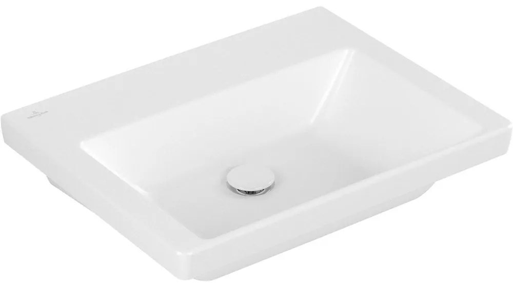 VILLEROY &amp; BOCH Subway 3.0 umývadlo na skrinku bez otvoru, bez prepadu, 600 x 470 mm, Stone White, s povrchom CeramicPlus, 4A7063RW