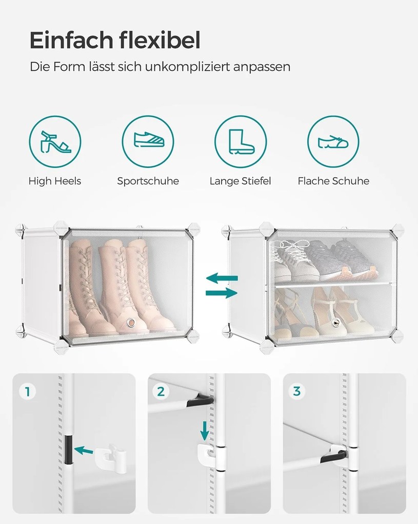 Modulárny prepojitelný botník v bielej farbe
