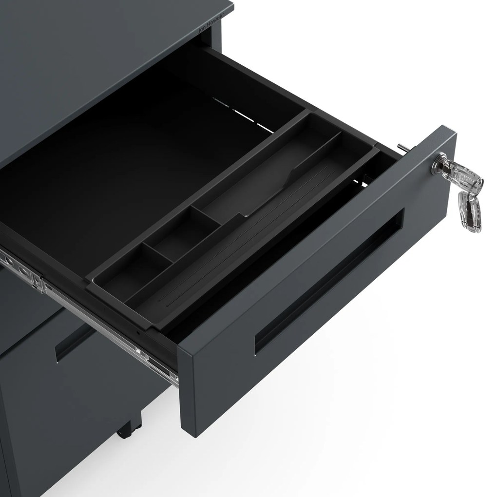 Antracitový úložný box pod písací stôl, 390x600x500 mm: KATE