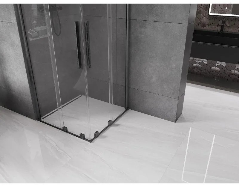 Mexen Velar Duo, sprchový kút s posuvnými dverami 90(dvere) x 90(dvere) cm, 8mm číre sklo, grafitový profil, 871-090-090-02-66