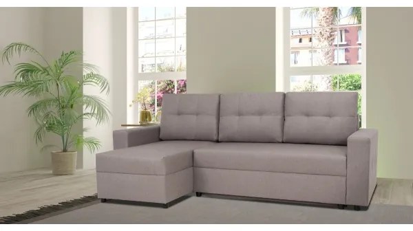 Univerzálna rohová sedačka SEVILLA s funkciou spania a úložným priestorom, sivá