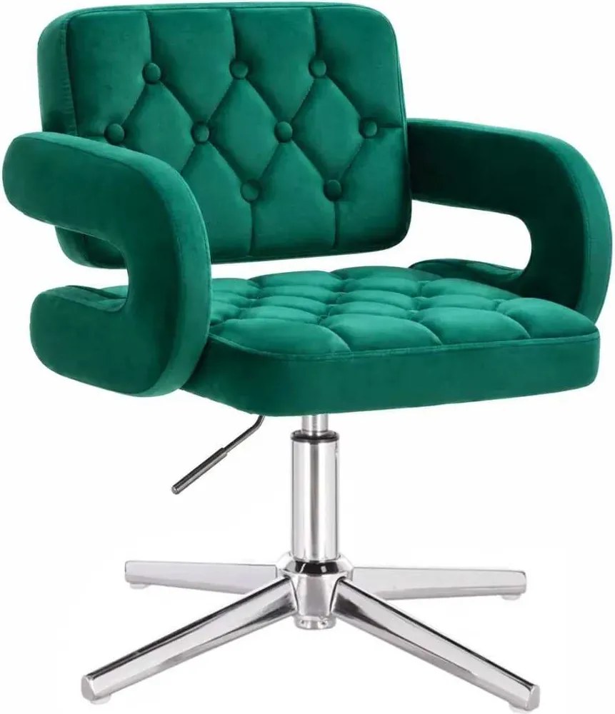 LuxuryForm DESIGN Stolička ADRIA VELUR na striebornom kríži - zelená