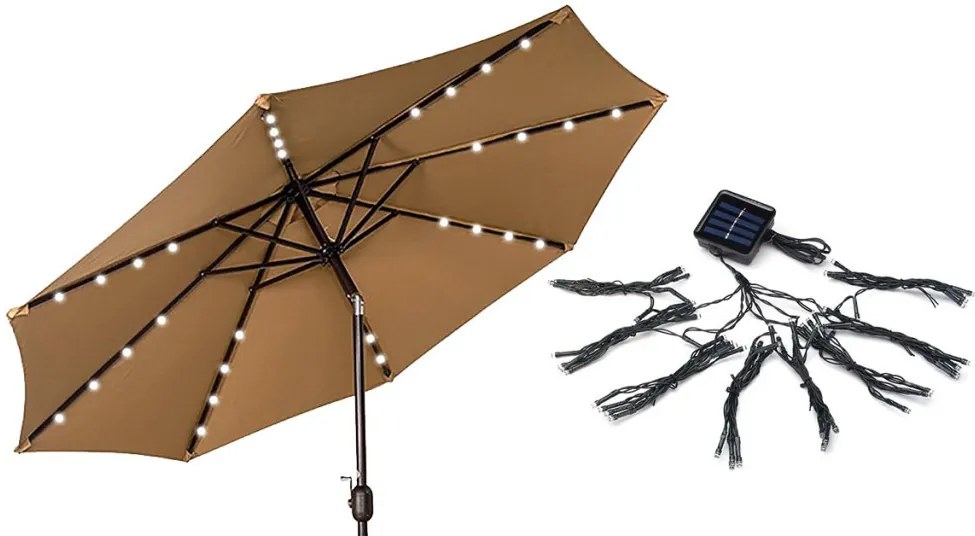 Solárna dekoračná svetelná reťaz pre osvetlenie slnečníka