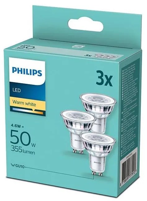 SADA 3x LED Žiarovka Philips GU10/4,6W/230V 2700K