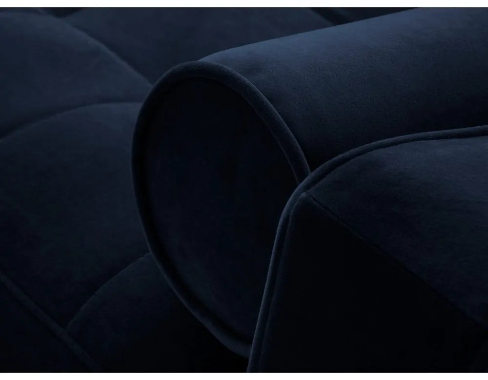 Modrá zamatová rozkladacia rohová pohovka Milo Casa Santo, pravý roh