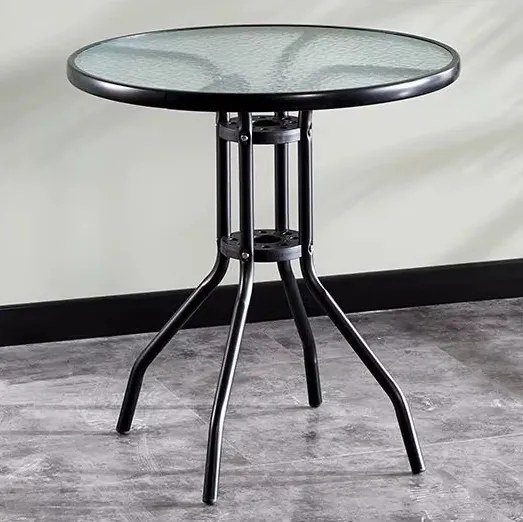 TRENDIE Záhradný stolík so sklom 60 cm okrúhly