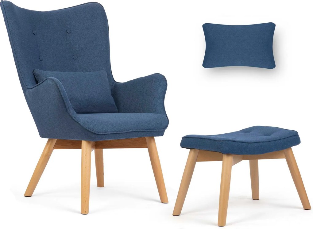 SOFOTEL Kreslo s opierkou na ruky a podnožkou Norse 2042 - tmavomodré