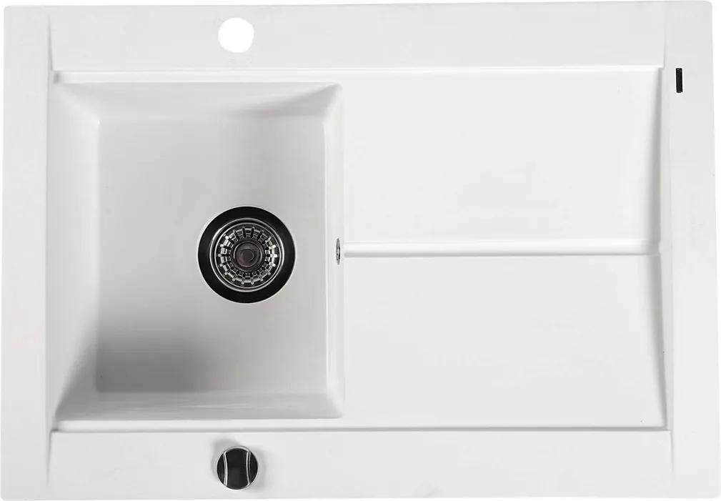 SAPHO - Granitový zabudovateľný drez s odkvapom 76,5x53,5 cm, biela (GR1501)