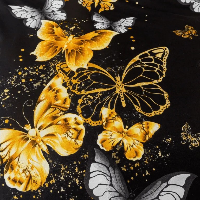 Obliečky z mikrovlákna GOLD BUTTERFLY čierne Rozmer obliečky: 2 ks 70 x 90 cm | 200 x 220 cm