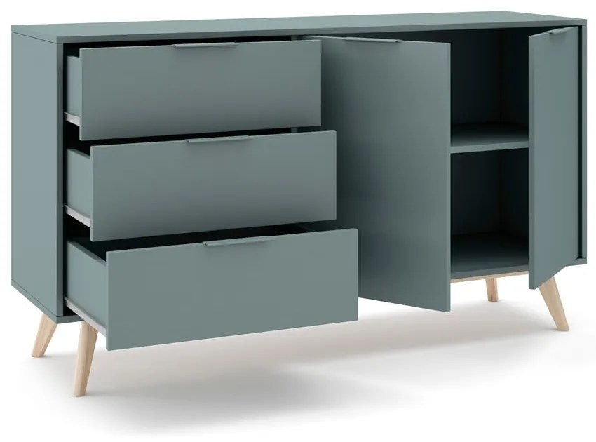Komoda sivozelená 140x81x40 cm Pisco – Marckeric