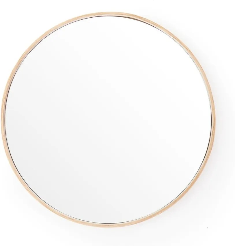 Nástenné zrkadlo s rámom z dubového dreva Wireworks Glance, ⌀ 31 cm