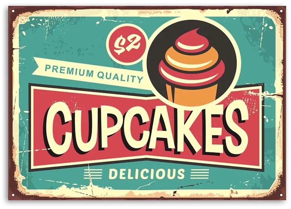 Obraz na plátně Podpis Retro plakát Cupcakes - 120x80 cm