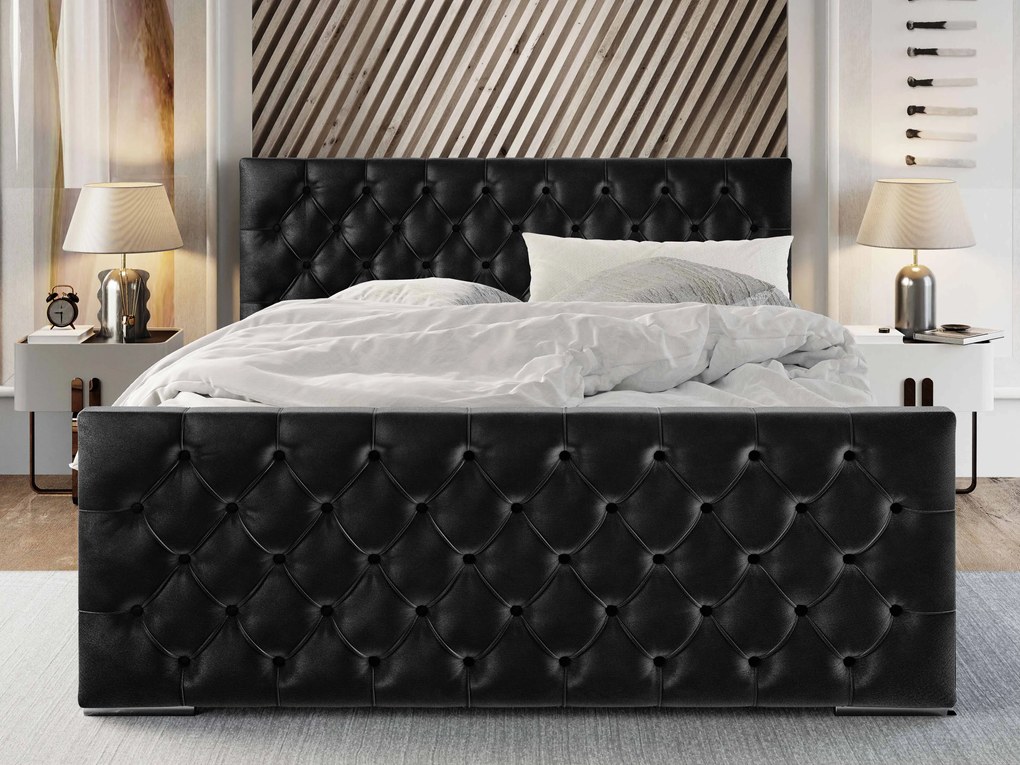 Manželská posteľ 140 cm Velva (čierna) (s roštom a úložným priestorom). Vlastná spoľahlivá doprava až k Vám domov. 1047164