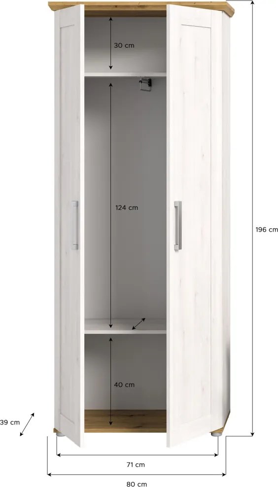 Predsieňová zostava Verona (5-dielna), sibírsky smrekovec/dub artisan