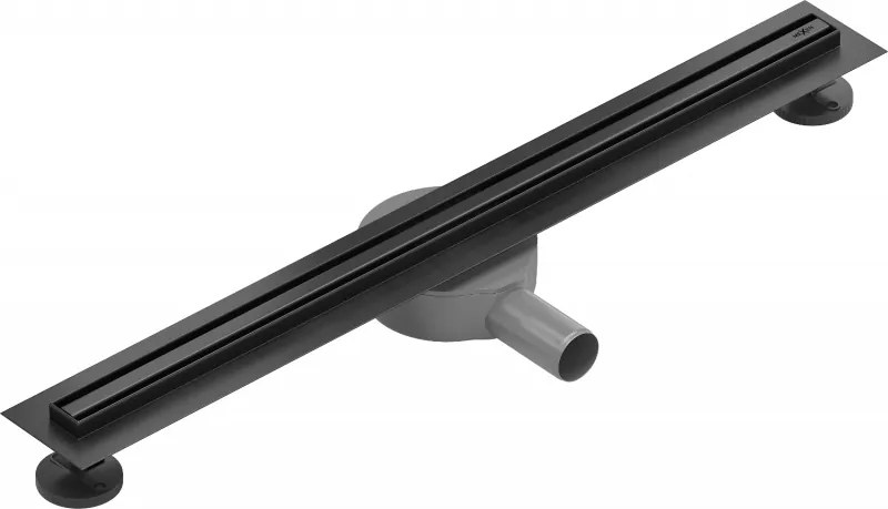 Mexen Flat nerezový sprchový žľab s rotačným 360° sifónom 60 cm, vzor SLIM, čierna, 1741060