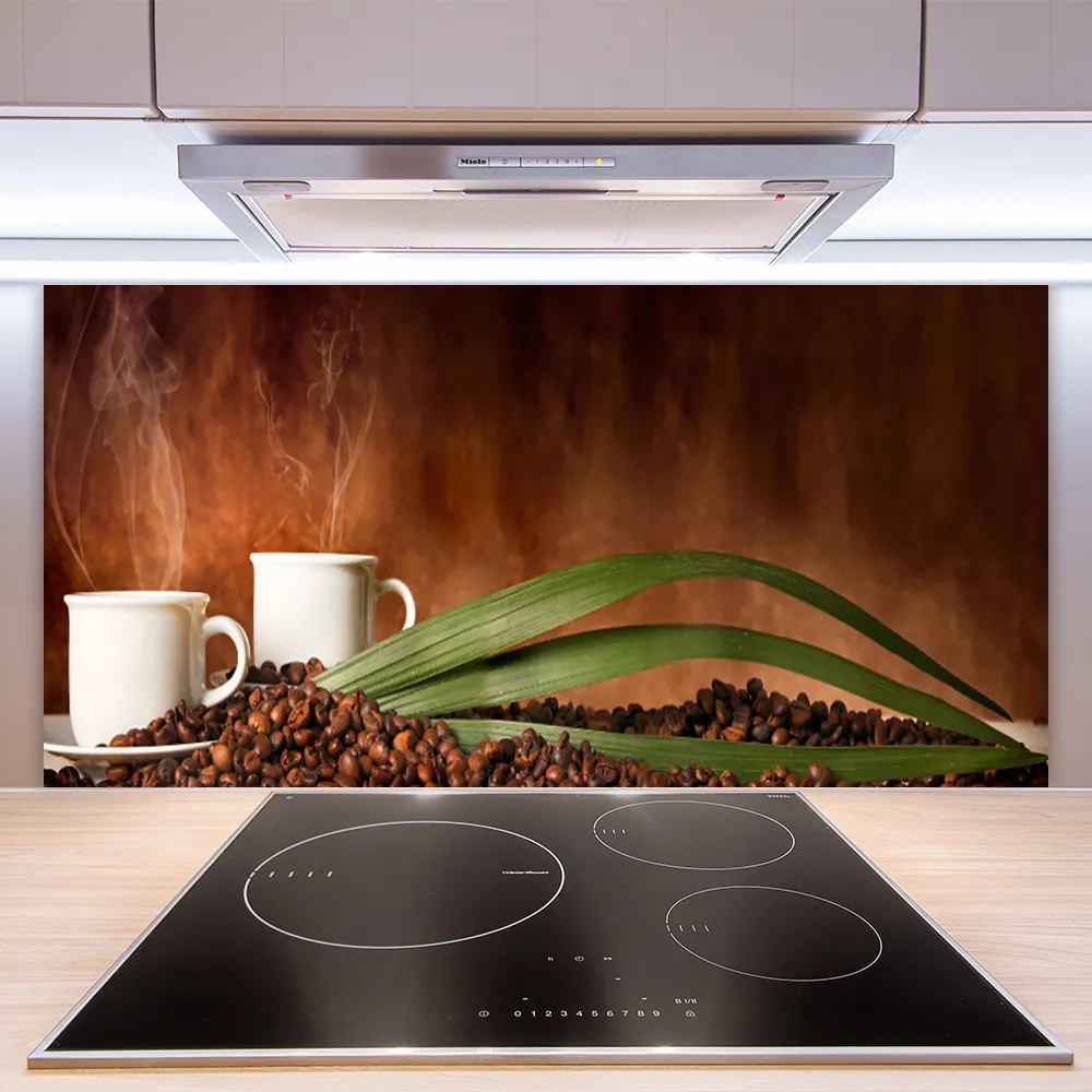 Nástenný panel  Šálky káva zrnká kuchyňa 140x70 cm