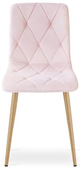 Set štyroch jedálenských stoličiek LIBRA zamatové, svetloružové / hnedé nohy (4 ks)