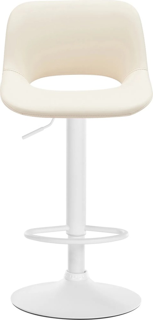 Barová stolička Camden - koženka, biely rám - Krémová