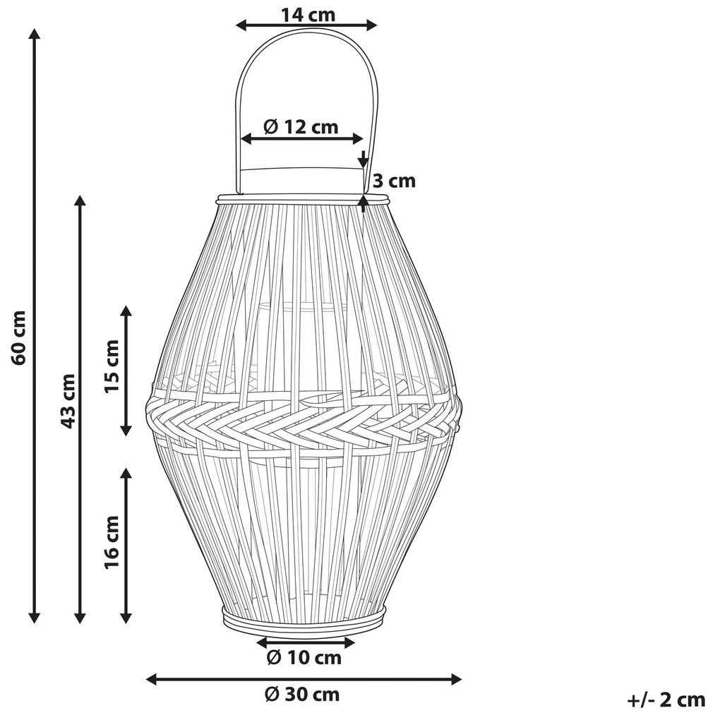 Bambusový lampáš na sviečku 43 cm tmavé drevo PANAT Beliani